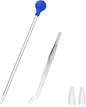 1 Pc 18.5 in Long Pipette with 1 Pc Stainless Steel Feeding Long Tweezers for Fish Tank Coral Food Feeder Long Syringe Aquarium Coral Feeding Tube for Marine Fish Reef Aquatic Plant