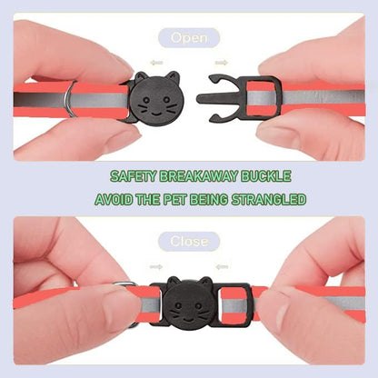 2 Pack Cat Collars Quick Release Reflective Kitten Collar with Bell & Safety Release (red)