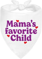 Mama's Favorite Child White Dog Bandana, Funny Photo Prop Pet Scarf Accessories for Small Medium Large Canine, Mother's Day Birthday Christmas Gender Revealing Gifts for Dog Mom Pet Lovers