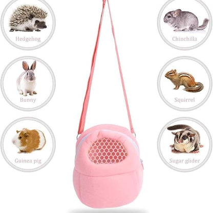 Pet Carrier Backpack for Small Animals, Travel Handbag for Cat, Puppy, Guinea Pig, Hedgehog, Hamster (Pink, Large)
