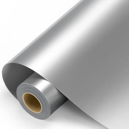 Silver Permanent Vinyl - Silver Adhesive Vinyl Roll for All Cutting Machine, Permanent Outdoor 12" x11FT for Decor Sticker, Car Decal, Scrapbooking, Signs, Glossy & Waterproof