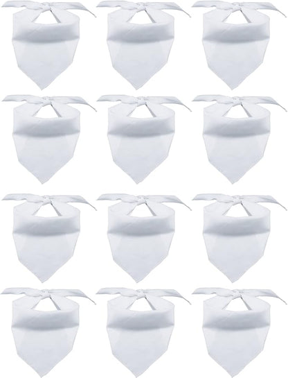 12 Pieces Sublimation Pet Bandanas White Heat Transfer Triangle Dog Scarf Blank Big Washable DIY Polyester Dog Bibs Kerchief Apparel Accessories for Dogs Puppy Cats (White-12Pack)