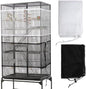 2 Pack Bird Cage Seed Catcher Guard, Bird Cage Cover,Heavy Duty Adjustable Nylon Mesh Netting Seed Catche for Parrot Parakeet Macaw African(XL-118’’*14.9’’)