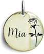 Cats Dogs ID Tags Personalized Engraving Birth Flowers Pattern for Custom Pets Collar Accessories Shiny Brass Copper Medium Round Name Plate