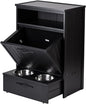 New Age Pet ECOFLEX Brea Dog Food Pantry in Black, Two 32 oz Bowls, Moisture Resistant, Easy Assembly, Holds 25 lbs