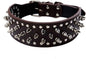 Serijoars Spiked Studded Dog Collar, PU Leather Dog Collar, Adjustable Pet Collars for Medium or Large Breed Pet (L, Dark Brown)