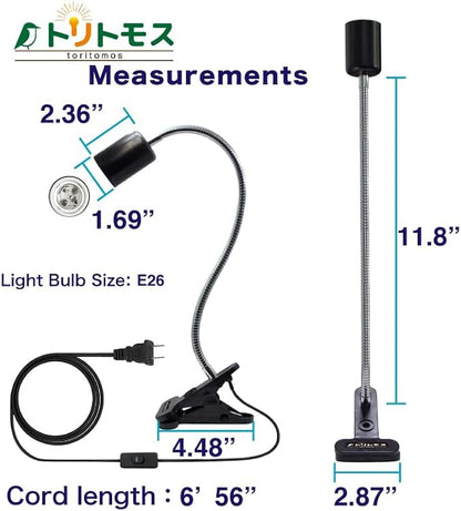 FUNKS TORITOMOSU Bird Cage UVB Light Combo Kit, AvianSun Lamp 2.4% UVB UVA 20W Compact Fluorescent Bulb for All Kinds Captive Birds