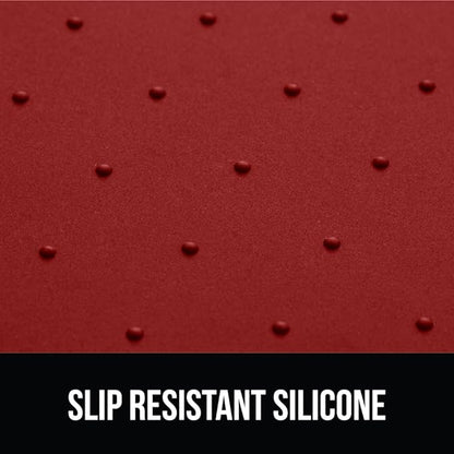 GORILLA GRIP 100% Waterproof Raised Edge BPA Free Silicone Pet Feeding Mat, Dog Cat Food Mats Contain Spills Protects Floors, Placemats for Cats and Dogs Water Bowl, Pets Accessories 16x10, Red