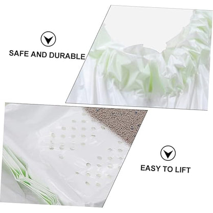 HANABASS 21pcs Cat Litter Filter Pouches Cat Waste Disposal Bags for Easy Cleaning White for Pet Owners and Litter Management