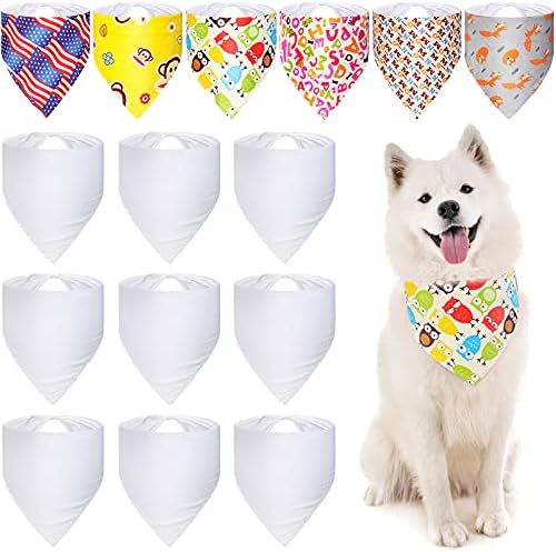 Weewooday 6 Pieces Sublimation Heat Transfer Dog Bandana Triangle Dog Scarf Polyester Pet Bandana DIY Handkerchief Bib for Dogs Puppy
