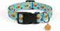 Cute Dog Collar, Blue Dog Collar with Burger Pattern and Cute Charm, Puppy Collar with Quick Release Buckle and Durable Fabric, Suitable for Small Dogs