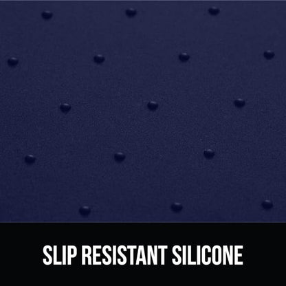 GORILLA GRIP 100% Waterproof Raised Edge BPA Free Silicone Pet Feeding Mat, Dog Cat Food Mats Contain Spills Protects Floors, Placemats for Cats and Dogs Water Bowl, Pets Accessories 16x10, Navy