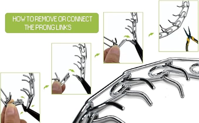 Prong Pinch Collar for Dogs with Quick Release Buckle, Adjustable Training Collar for Small Medium Large Dogs, Helps Prevent Dog from Pulling (3.8mm, Neck Size 27"-29"), Silver