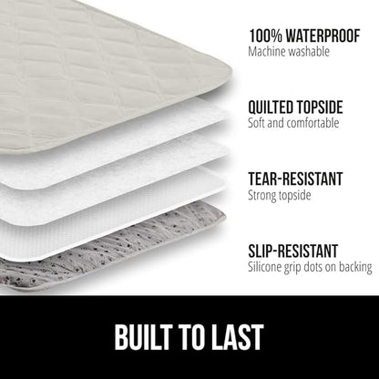GORILLA GRIP Waterproof Bed Cover for Dogs, 102x82, Gripped Slip Resistant Backing, Leak Proof Washable Dog Blanket Covers Sofa, Couch, Sectional, Crate, Car, RV Seats Pet Puppy Essentials Light Taupe