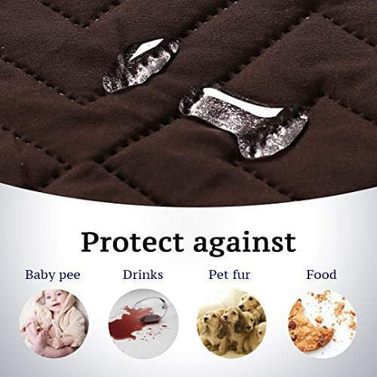 H.VERSAILTEX Reversible Quilted Recliner Covers Water Resistant Furniture Protector for Reclienr Chair with Elastic Straps for Pets Kids Sitting Width Up to 28"(Oversized Recliner, Brown/Beige)