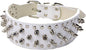Serijoars Spiked Studded Dog Collar, PU Leather Dog Collar, Adjustable Pet Collars for Medium or Large Breed Pet (L, White)