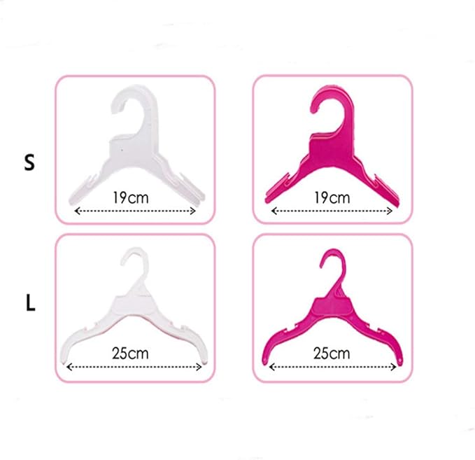 Pet Clothing Hanger, 10PCS Plastic Anti-Skid Dog Puppy Cat Clothes Clothing Rack for Small Animals (White, L)