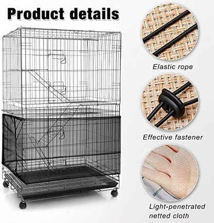 Shappy Large Bird Cage Seed Catcher,Bird Cage Cover Net Skirt Guard,Adjustable Soft Airy Mesh Net for Parrot Parakeet Macaw(118 x 15 Inch/ 300 x 37 cm,Black)