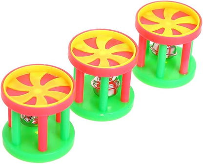 QBLEEV Bird Roller Rattles Toys, Parrot Foot Toys, Foraging Chewing Bell Training Trick Toys, Birds Play Gym Activity Center Cage Accessories for Small Parrots-3 Pack