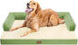 Large Dog Bed Orthopedic Washable - Beds Bolster - Extra Large Big Dogs - Memory Foam Couch Sofa - Waterproof with Removable Cover - Grass Green Dog Bed