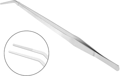 Vaincre 2PCS Long Tweezers, 15 inch Curved Aquascaping Tools, Stainless Steel Feeding Tongs Aquascape Tools, Aquarium Tweezers for Aquarium Reptile, Plant, Snakes, Lizards, Coral Feeder