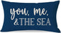 PANDICORN Summer Beach Throw Pillow Cover 12x20 Inch Sayings You Me and The Sea Ocean Sea Coastal Blue Outdoor Nautical Decorations Lumbar Decorative Cushion Case for Home Living Room Sofa Couch Decor