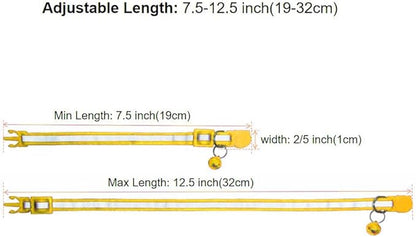 3 Pack Reflective and Breakaway Cat Collars with Bells，Adjustable Kitten Collars from 7.5 to 12.5 Inches, Ideal of Kitten Collar, Suitable for Girls and Boys (Yellow)