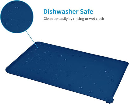 AUDWUD Silicone Waterproof Pet Feeding Mats,Anti Slip Bowl Pad,Dog Mat for Food and Water