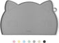 Coomazy Thicker Non-Slip Silicone Dog Mat with Raised Edge - Waterproof, Prevents Food Spills and Water Runoff (Gray, Medium)