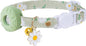Breakaway Cat Collar with Airtag Holder,Kitten Collar with Apple Air Tag Holder and Bell for Girl Boy Cats, 0.4 Inches in Width and Lightweight. (Green Daisy)