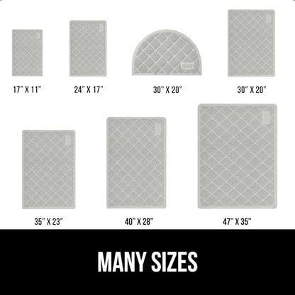 GORILLA GRIP Cat Litter Box Mat, 40x28, Water Resistant, US Designed Kitty Litter Trapping Mats, Easy to Clean, Scatter Control, Less Mess and Clean Floors, Kitten Supplies for Indoor Cats, Light Gray