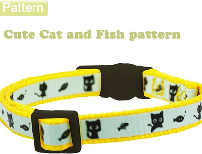 2 Pack Glow in The Dark Cat Collar with Bell Breakaway Safety Cat Puppy Collars with Pendant Yellow and Pink
