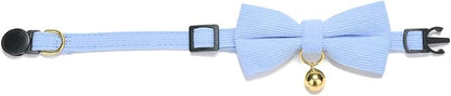 Cotton Breakaway Cat Collar with Bow Tie and Bell, Adjustable Cute Soft Corduroy Kitten Collars for Girl and Boy Cats