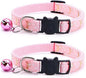 Reflective Cat Collars Breakaway with Bell 2-Pack Girl Boy Pet Kitten Collar with Star Moon Patetrn Adjustable 7.5-12.5 Inch (Pink)