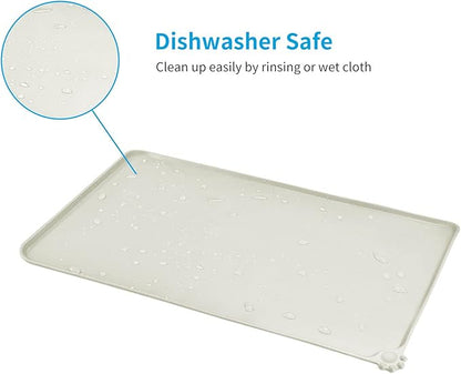 AUDWUD Silicone Waterproof Dog Cat Pet Feeding Mats,Anti-Slip Pet Bowl Mats,Pet Feeding Mat