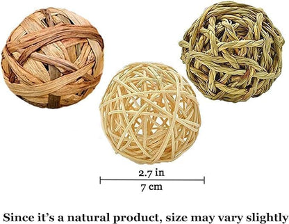 SunGrow Assorted Rabbit & Cat Chew Balls, Teething Activity Toy for Pocket Pets, Improves Dental Health, Environment Friendly, Stress Reliever (Assorted Rabbit Chew Balls, 6 Pcs)