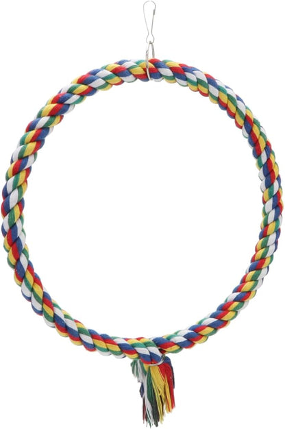 Bird Rope Swing Colorful Perch Climbing Toy for Parrots Budgie Parakeet Cockatiel Cockatoo Conure (M (10.4 inch)