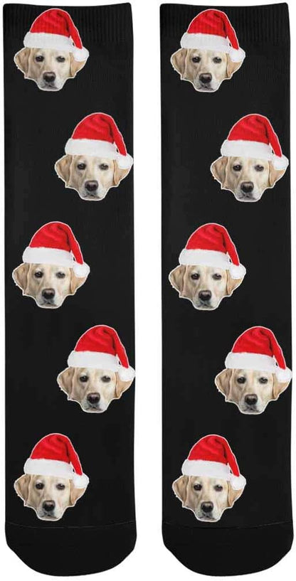Custom Face Socks, Personalized Dog Lover Pet Photo Picture on Socks Unisex Athletic Crew Socks for Men Women