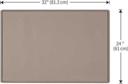 Dog Food Mat,Silicone Waterproof Food Tray,Non Slip Pet Bowl Mats Placemat,1" Raised Edge,Suitable for Most Small and Medium Sized Pets,32" x 24"