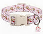 Pink Dog Collar, Girl Dog Collar with Cute Dogs and Hearts, Cute Spring Summer Food Collar with Soft & Breathable Fabric, Adjustable Pet Collar for Medium Dogs