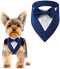 Dog Wedding Bandana, Formal Dog Tuxedo Adjustable Pet Collar with Bow, Small, Medium and Large Wedding Clothing, Birthday Gifts for Dogs (Medium, Blue)