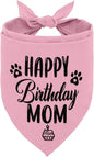L21 Happy Birthday Mom Dog Bandana - Pink Dog Scarf Accessory for Mom's Birthday Party