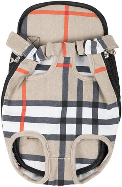 Leconpet Pet Carrier Backpack, Legs Out Adjustable Pet Front Cat Dog Carrier Backpack, Easy-Fit Dog Travel Backpack Carrier for Hiking Camping for Small Medium Puppies Cats (XL, Plaid Stripes)