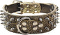 Serijoars Spiked Studded Dog Collar, PU Leather Dog Collar, Adjustable Pet Collars for Medium or Large Breed Pet (L, Gold Brown1)
