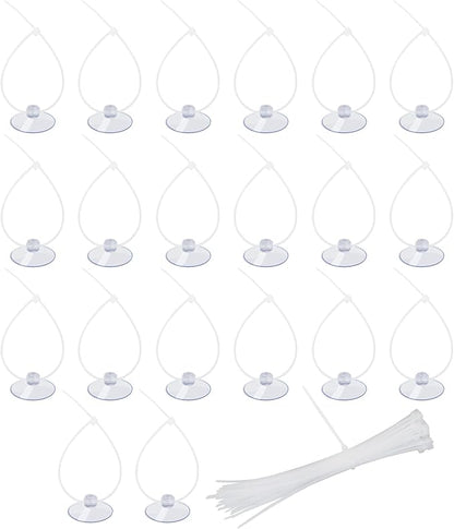 AQUANEAT 20 Pack Suction Cups with 40 Zip Ties for Aquarium Fish Tank Decoration Moss Shrimp Nest
