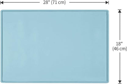 Dog Food Mat,Silicone Waterproof Food Tray,Non Slip Pet Bowl Mats Placemat,0.8" Raised Edge,Suitable for Most Small and Medium Sized Pets,28" x 18"