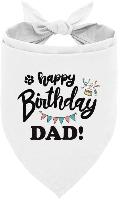 Happy Birthday Dad Dog Bandana, Dad's Gift Dog Bandana, Pet Scarf Accessories, Dogs Bandanas Gift for Small Medium (D61)