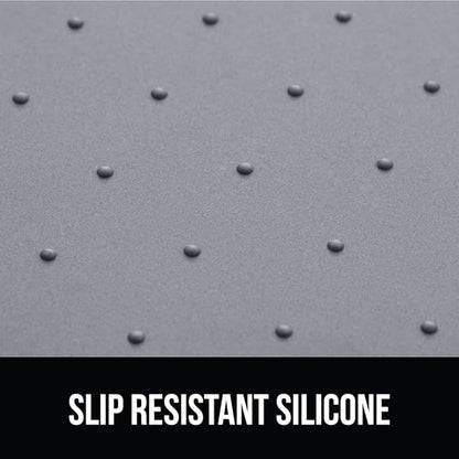 GORILLA GRIP 100% Waterproof Raised Edge BPA Free Silicone Pet Feeding Mat, Dog Cat Food Mats Contain Spills Protects Floors, Placemats for Cats and Dogs Water Bowl, Pets Accessories 16x10, Gray