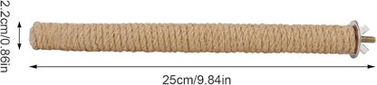 Hypeety Bird Perch Stand Natural Wood Parrot Hemp Rope Perch Birdcage Accessories Perch Standing Toy for Bird Parrot Macaw Cockatoo African Greys Budgies Parakeet 2Pcs (25cm/9.84in)