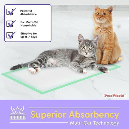 PetsWorld Universal Fit Multi-Cat Pad Refills for Litter Box, Ultra-Absorbent, Odor Control, Pack of 25
